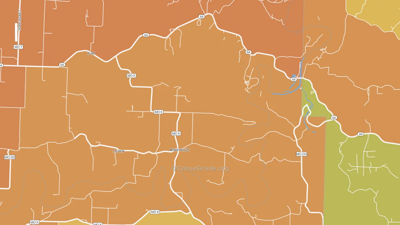 Windyville, MO Map of Robbery Rates