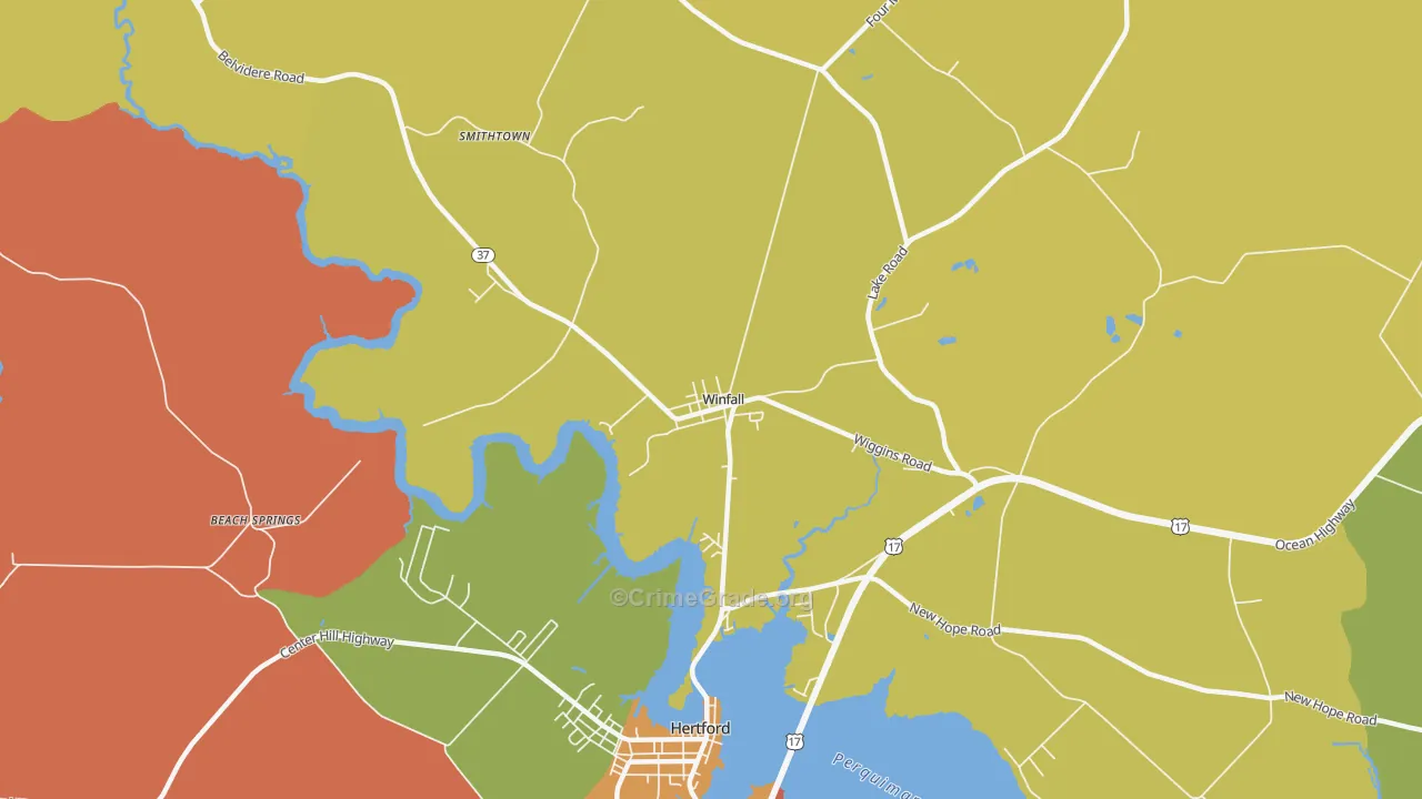 Winfall, NC Map of Robbery Rates