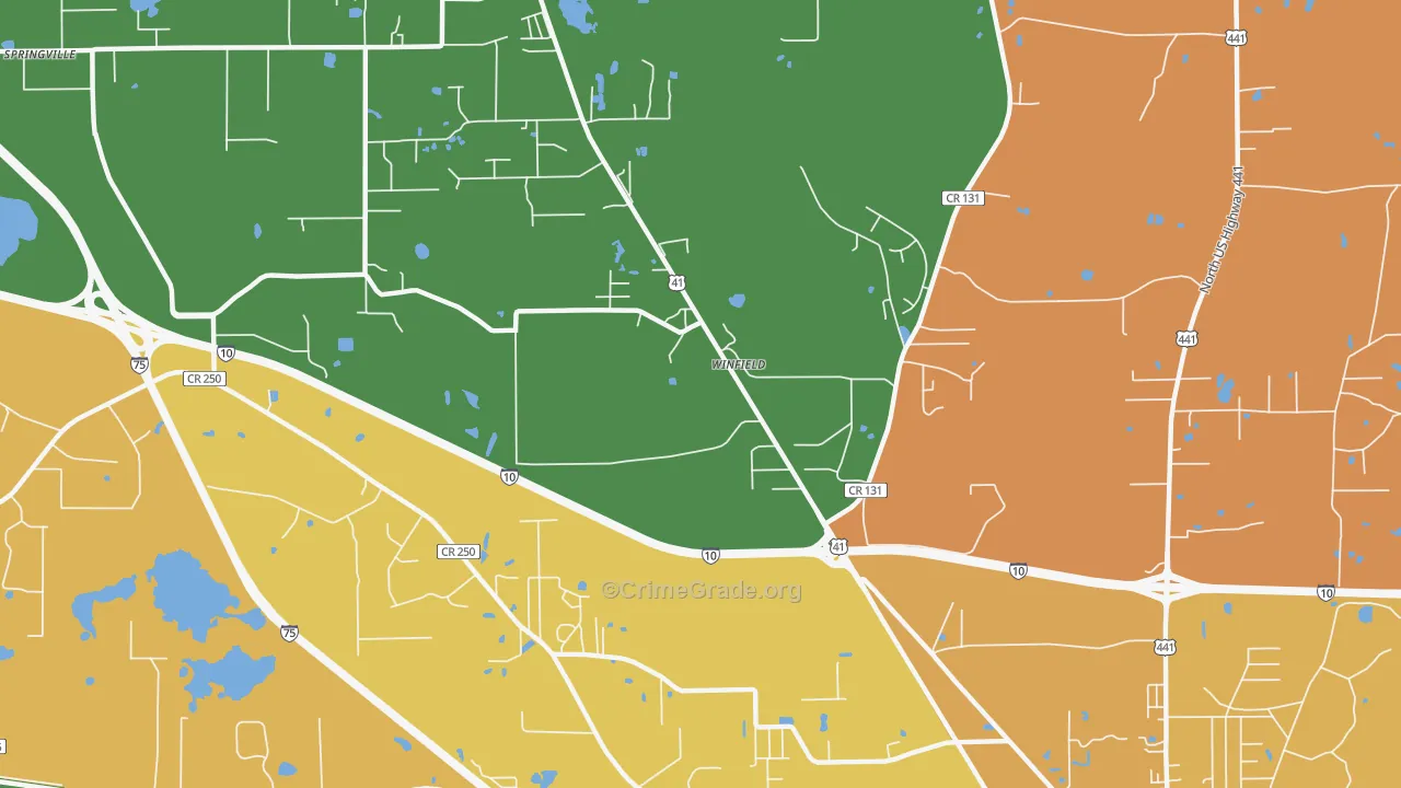 Winfield, FL Map of Robbery Rates