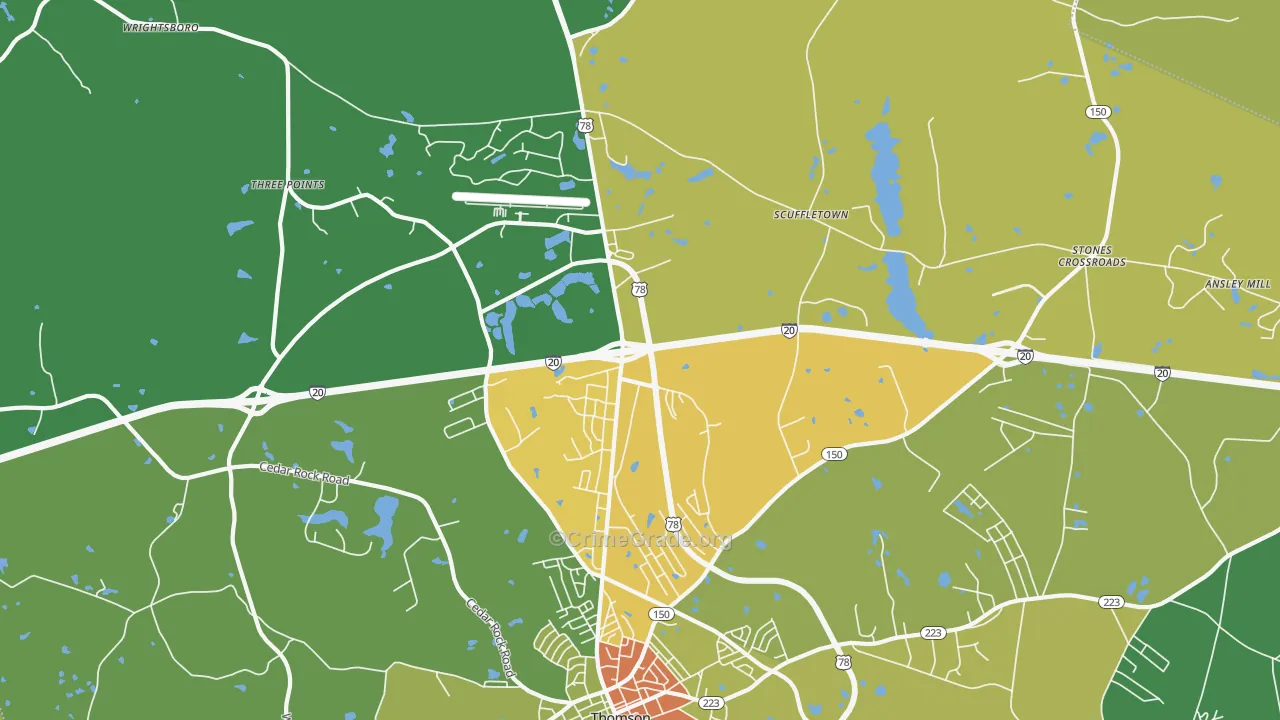 Winfield, GA Map of Robbery Rates