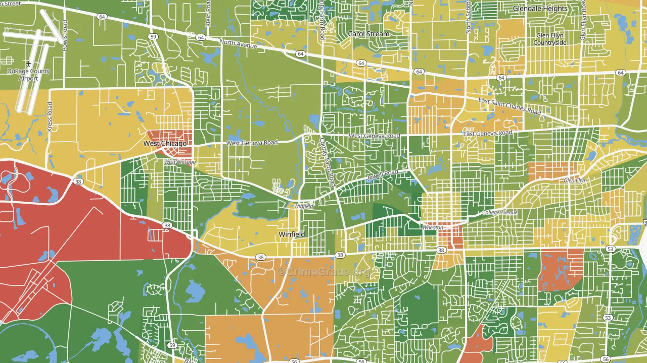 Winfield, IL Map of Robbery Rates