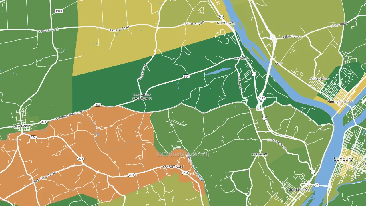Winfield, PA Map of Robbery Rates