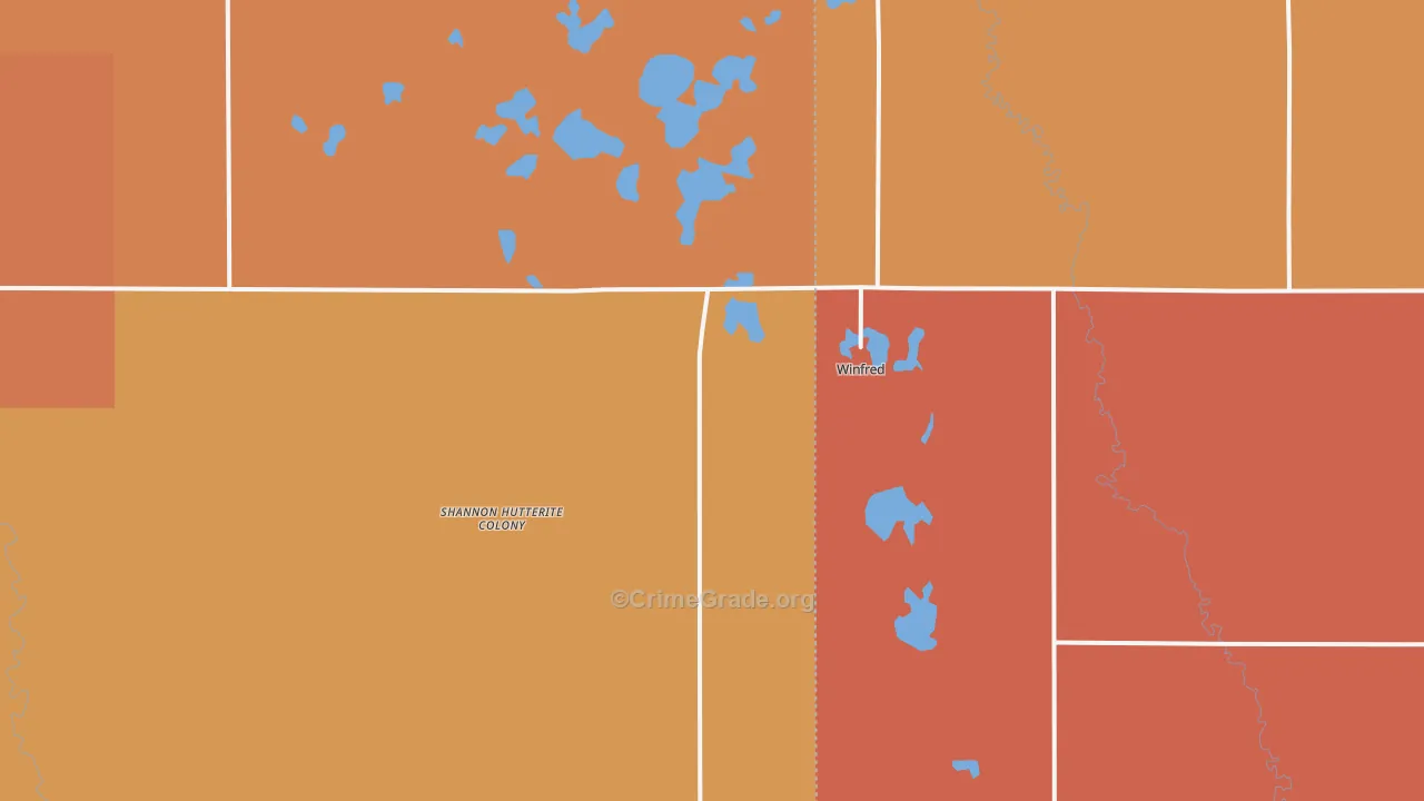 Winfred, SD Map of Robbery Rates