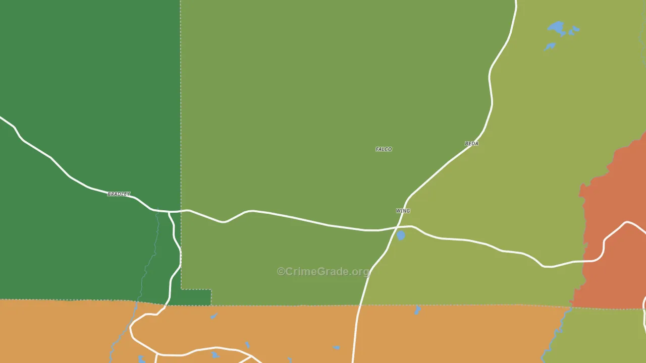 Wing, AL Map of Robbery Rates