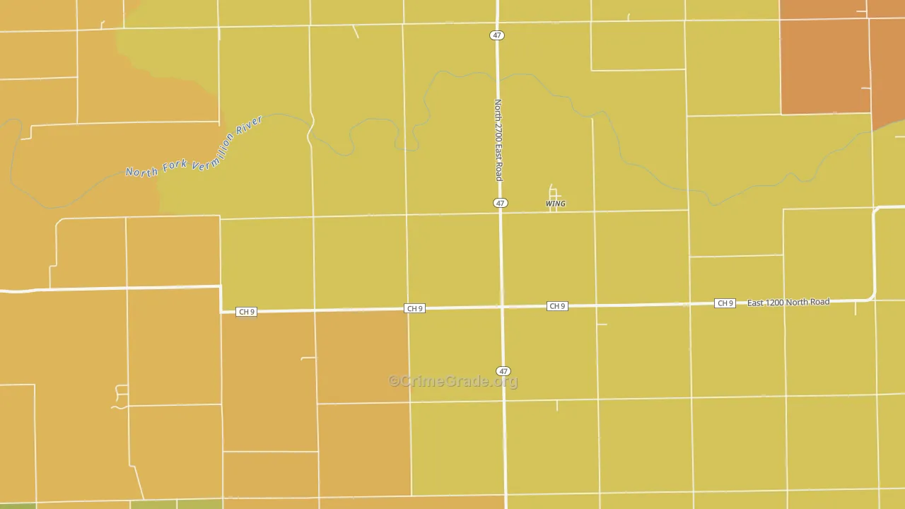 Wing, IL Map of Robbery Rates