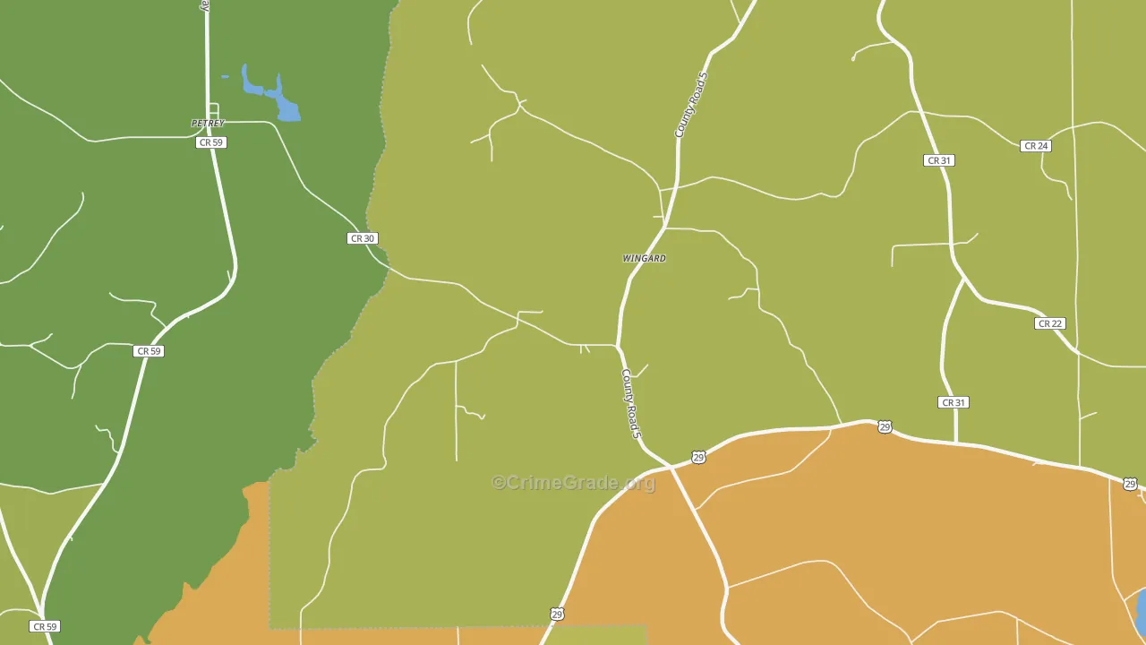 Wingard, AL Map of Robbery Rates