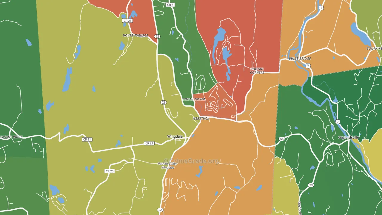Wingdale, NY Map of Robbery Rates