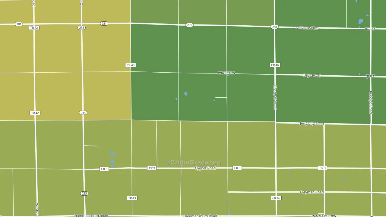 Wingston, OH Map of Robbery Rates