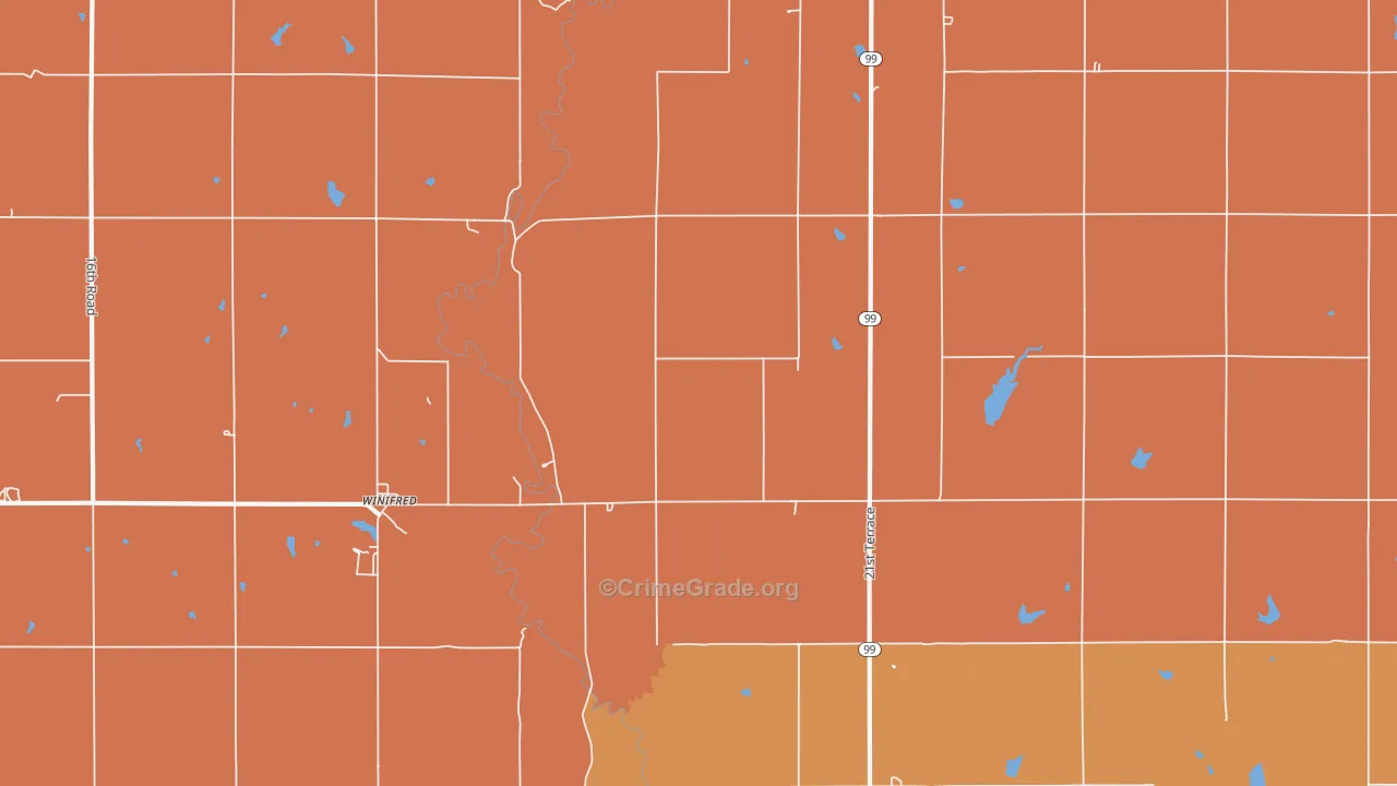 Winifred, KS Map of Robbery Rates