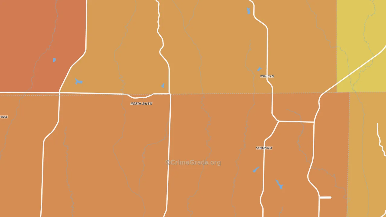 Winigan, MO Map of Robbery Rates