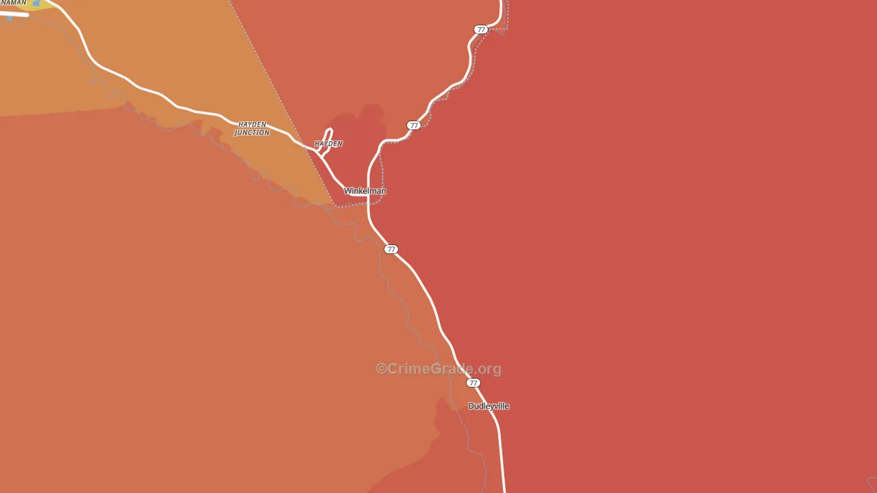Winkelman, AZ Map of Robbery Rates