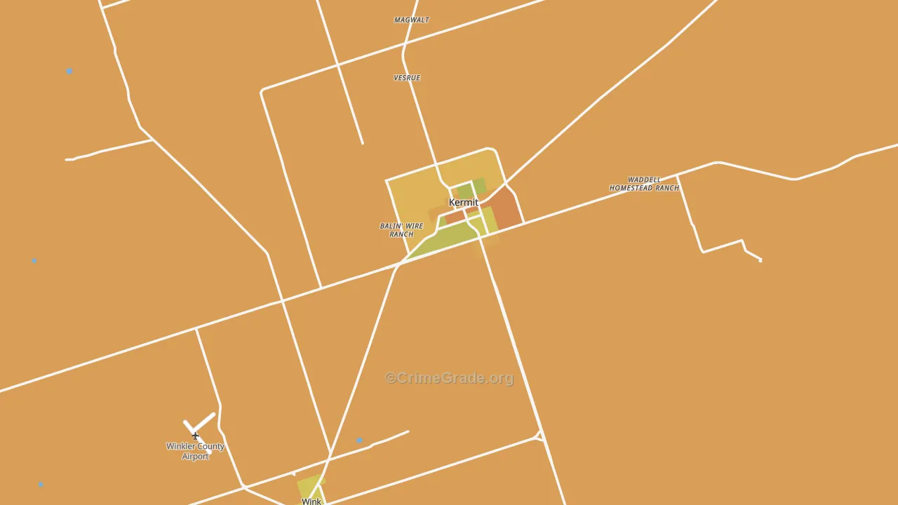 Winkler County, TX Map of Robbery Rates