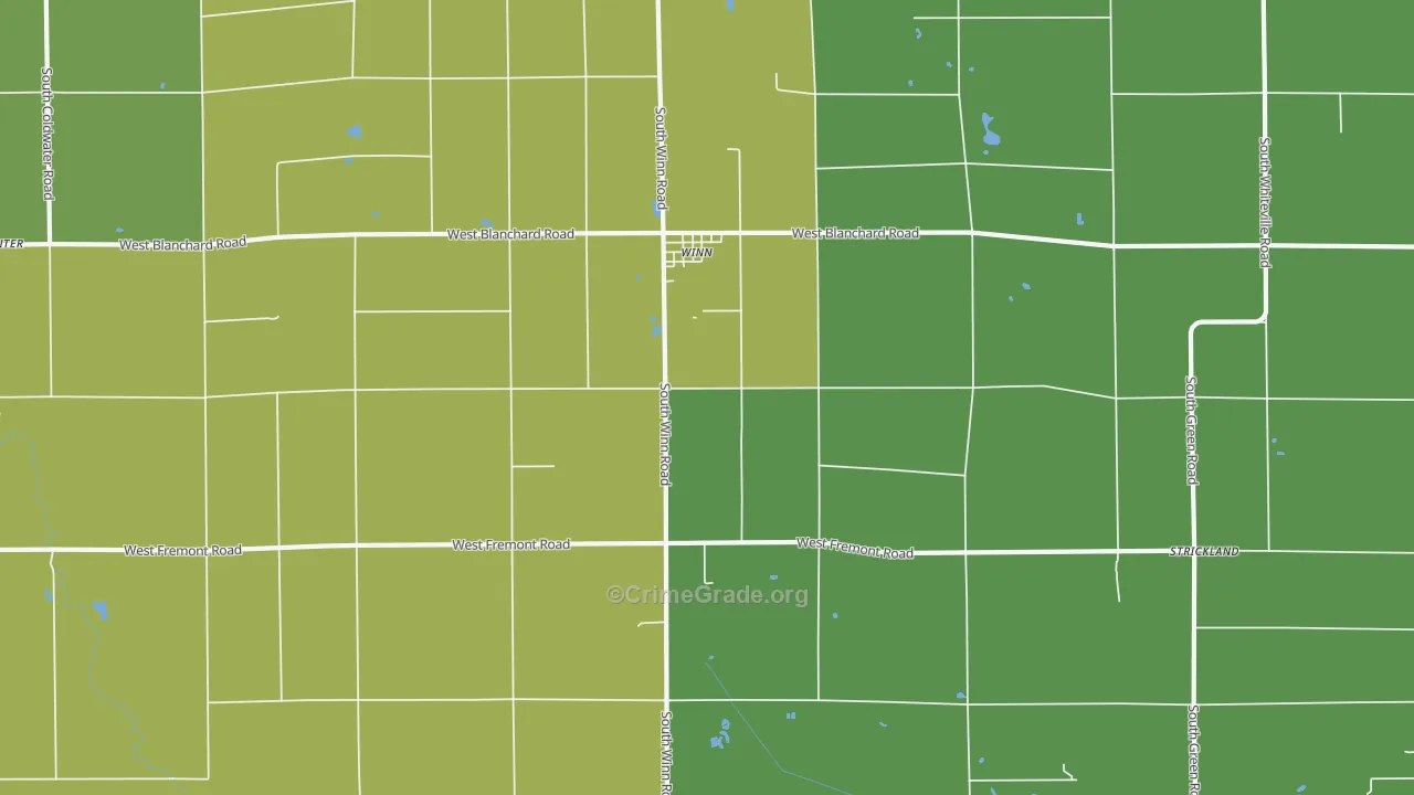 Winn, MI Map of Robbery Rates