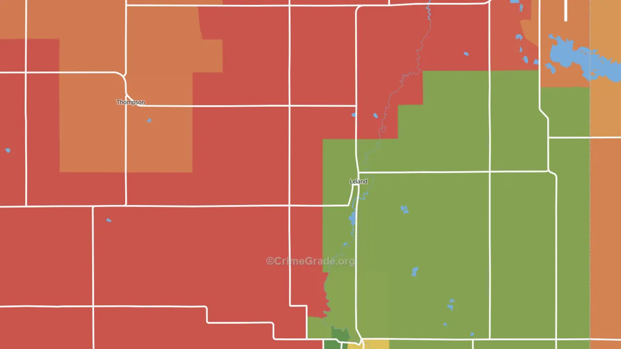 Winnebago County, IA Map of Robbery Rates