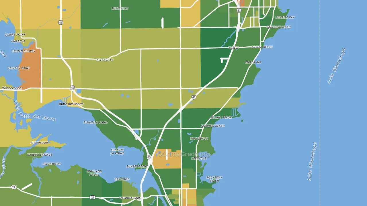 Winnebago County, WI Map of Robbery Rates