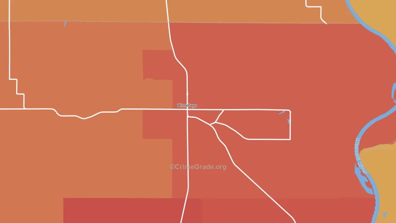 Winnebago, NE Map of Robbery Rates
