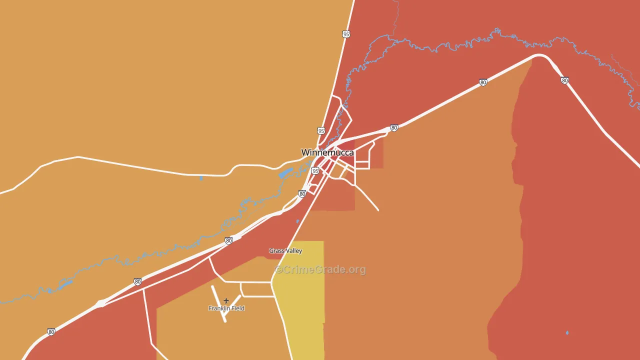 Winnemucca, NV Map of Robbery Rates
