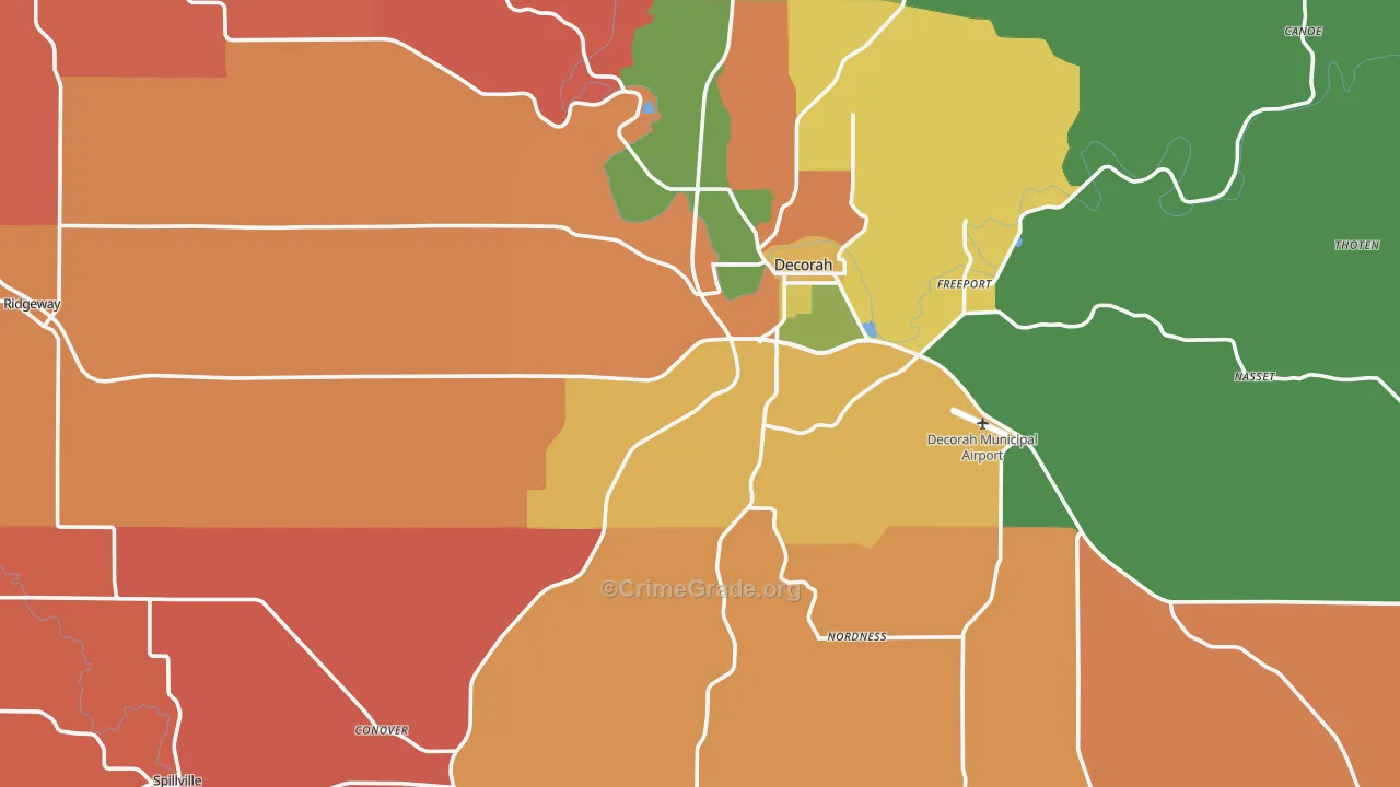 Winneshiek County, IA Map of Robbery Rates
