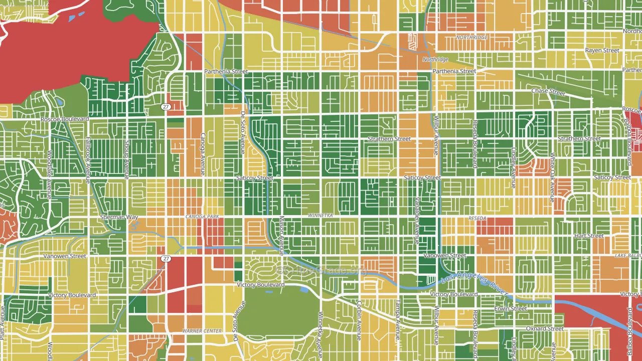 Winnetka, CA Map of Robbery Rates