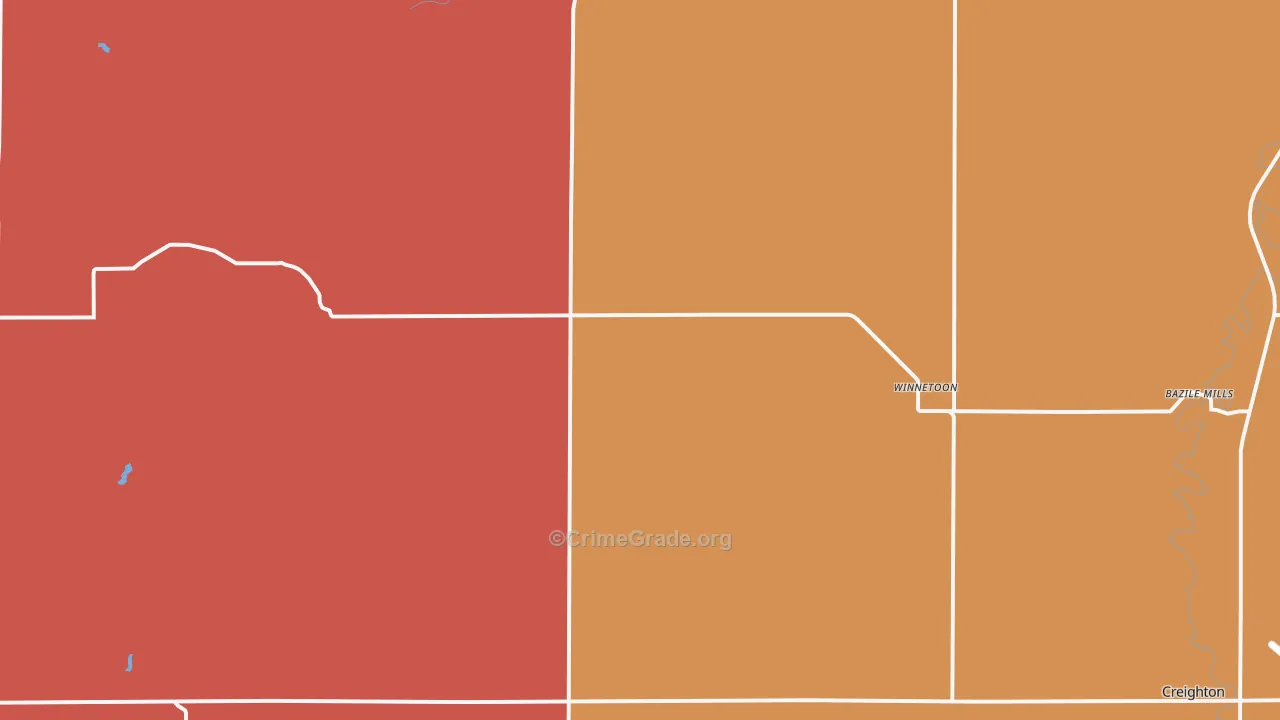 Winnetoon, NE Map of Robbery Rates