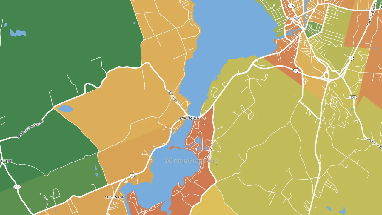 Winnisquam, NH Map of Robbery Rates