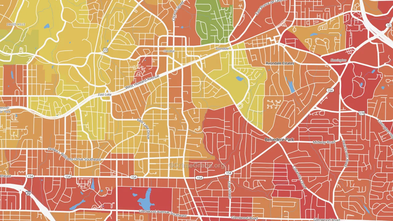 Winnona Park, Decatur, GA Map of Robbery Rates