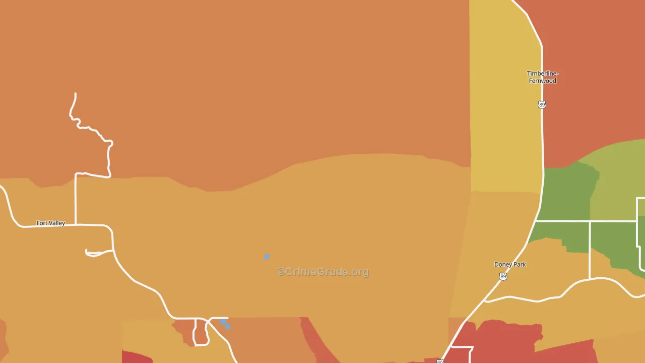 Winona, AZ Map of Robbery Rates