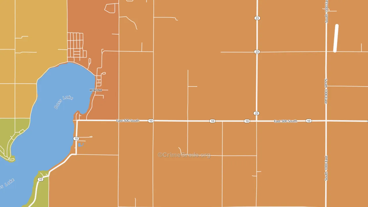 Winona, IN Map of Robbery Rates