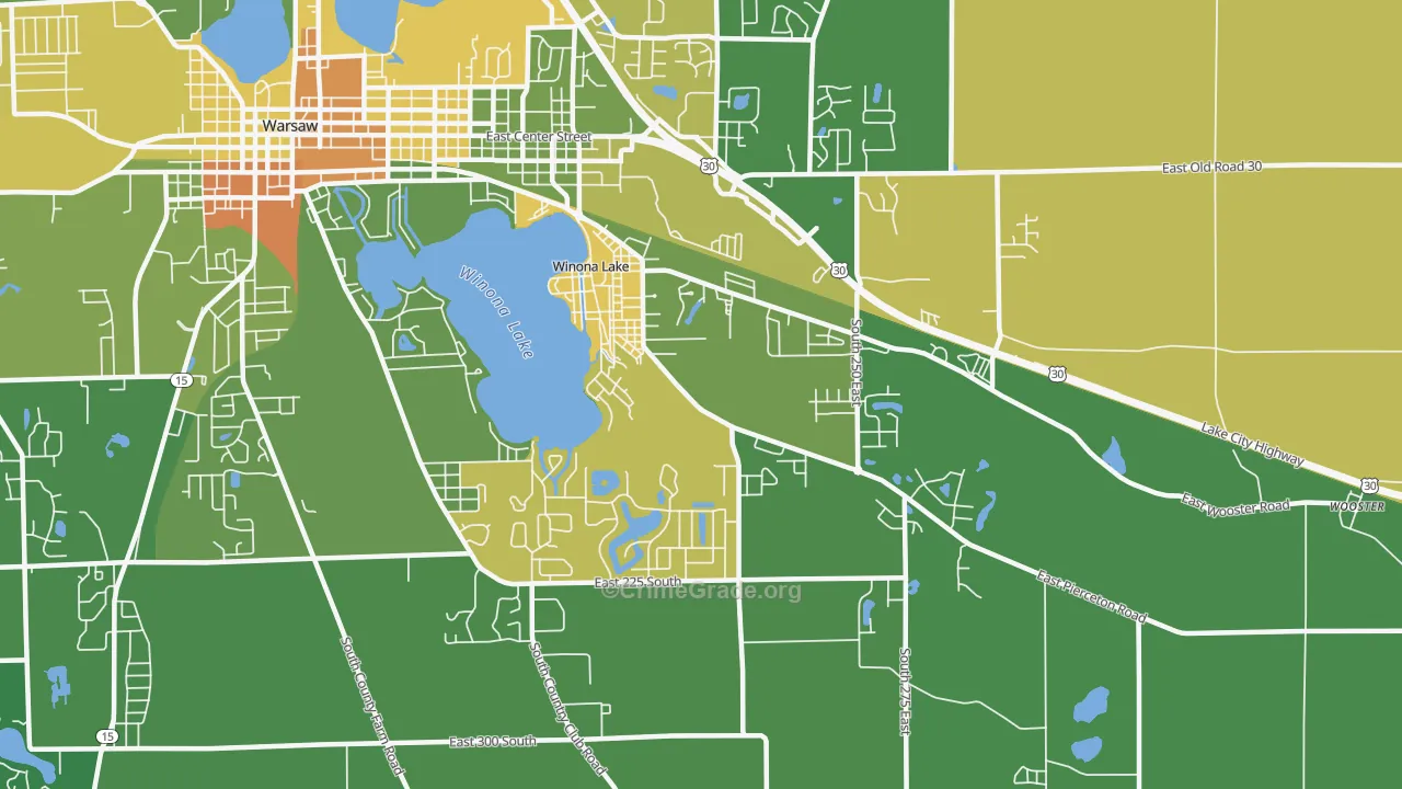 Winona Lake, IN Map of Robbery Rates