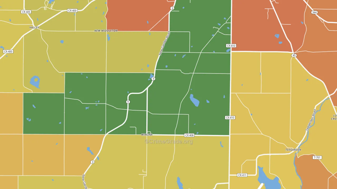 Winona, OH Map of Robbery Rates