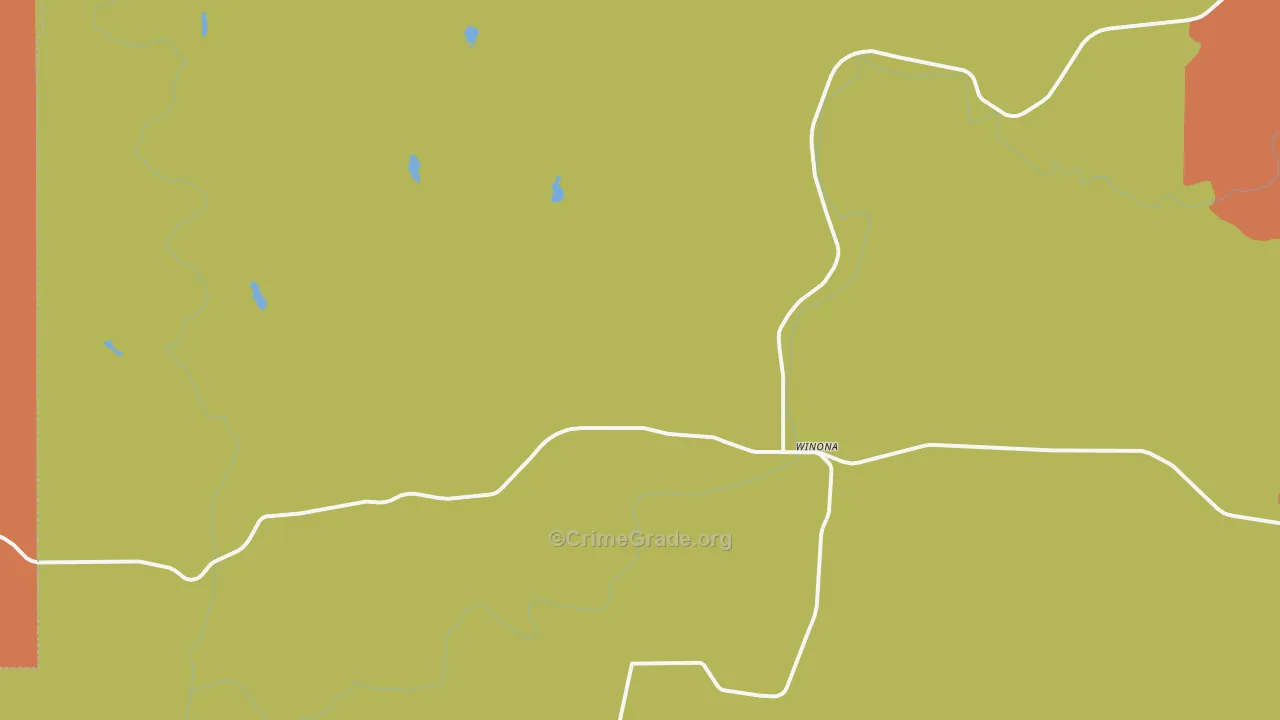 Winona, WA Map of Robbery Rates