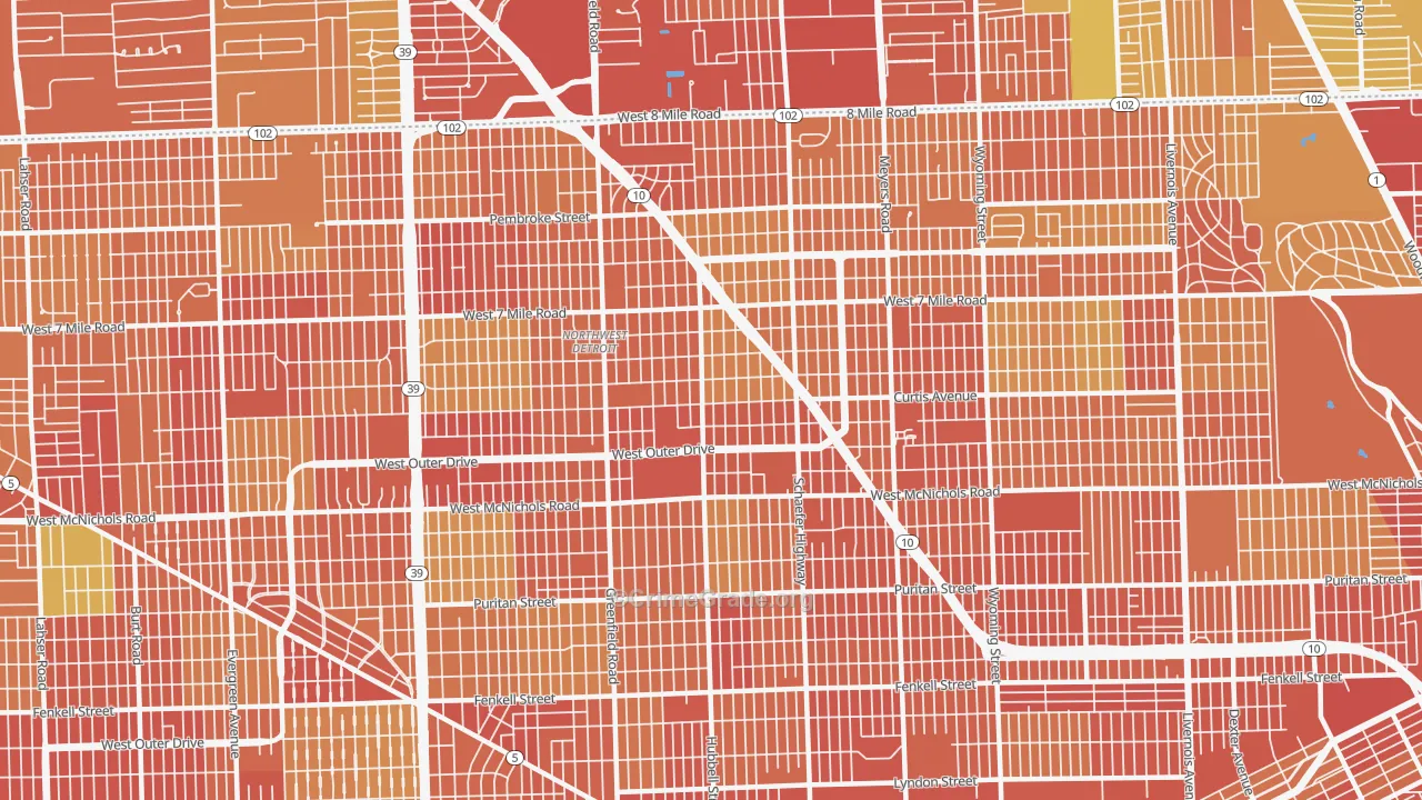 Winship, Detroit, MI Map of Robbery Rates
