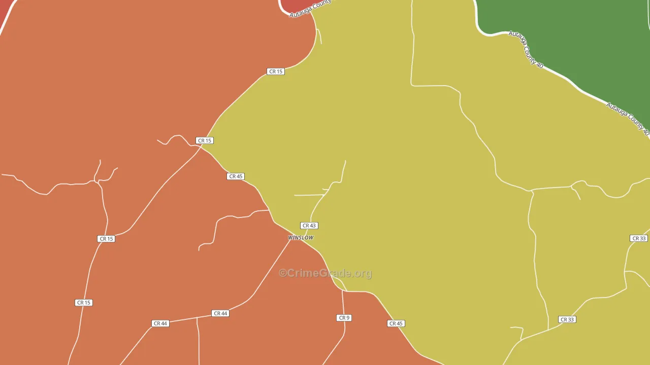 Winslow, AL Map of Robbery Rates