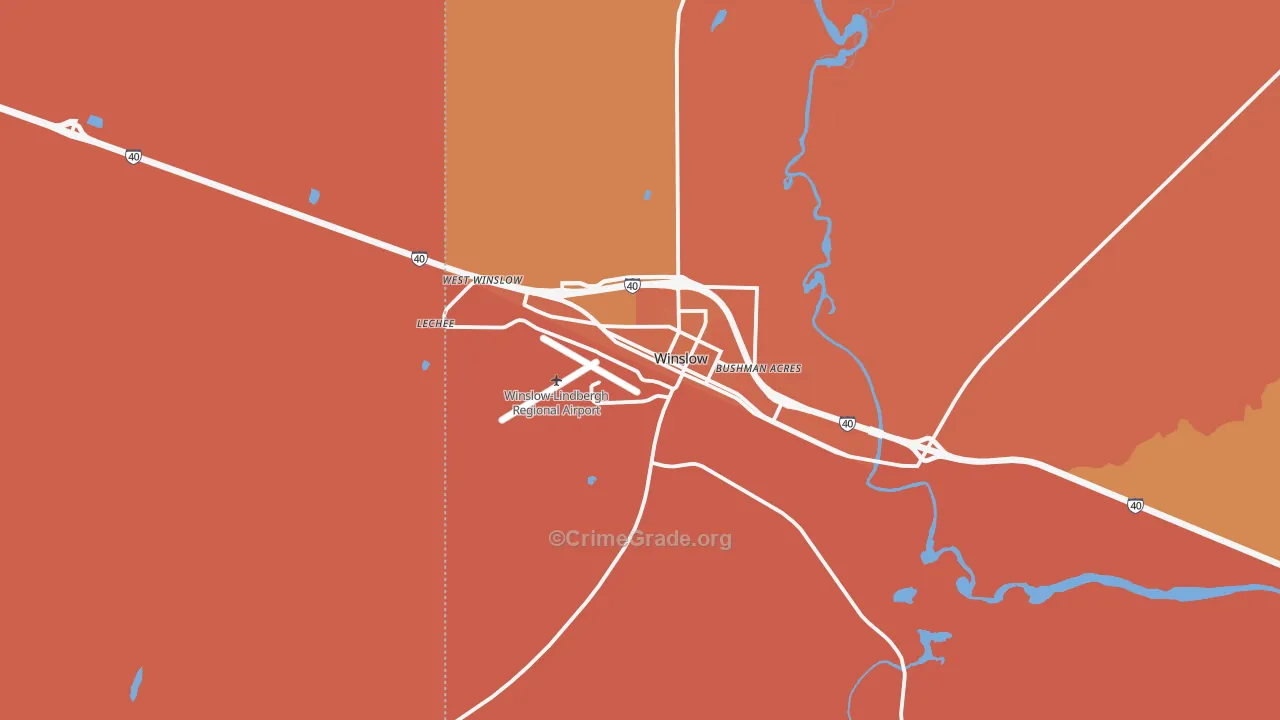 Winslow, AZ Map of Robbery Rates
