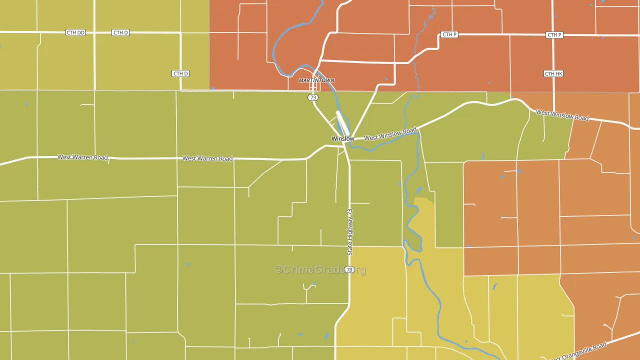 Winslow, IL Map of Robbery Rates