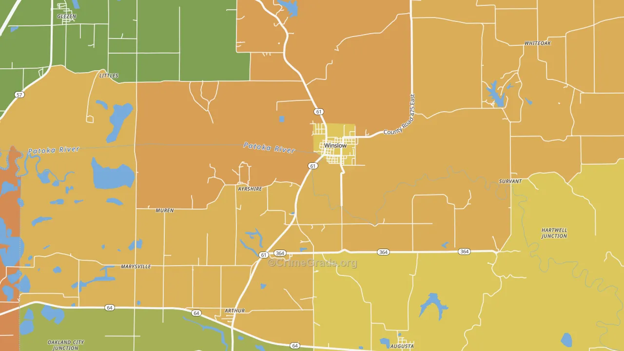 Winslow, IN Map of Robbery Rates