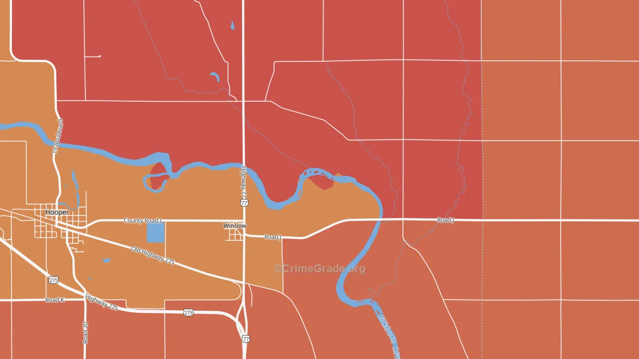 Winslow, NE Map of Robbery Rates