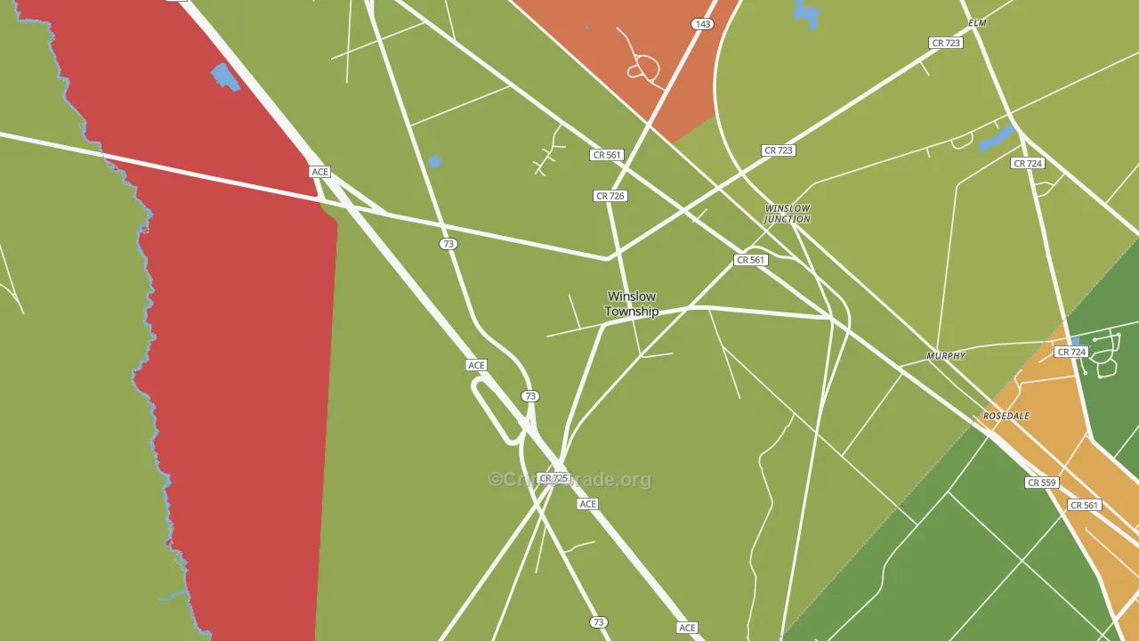 Winslow, NJ Map of Robbery Rates