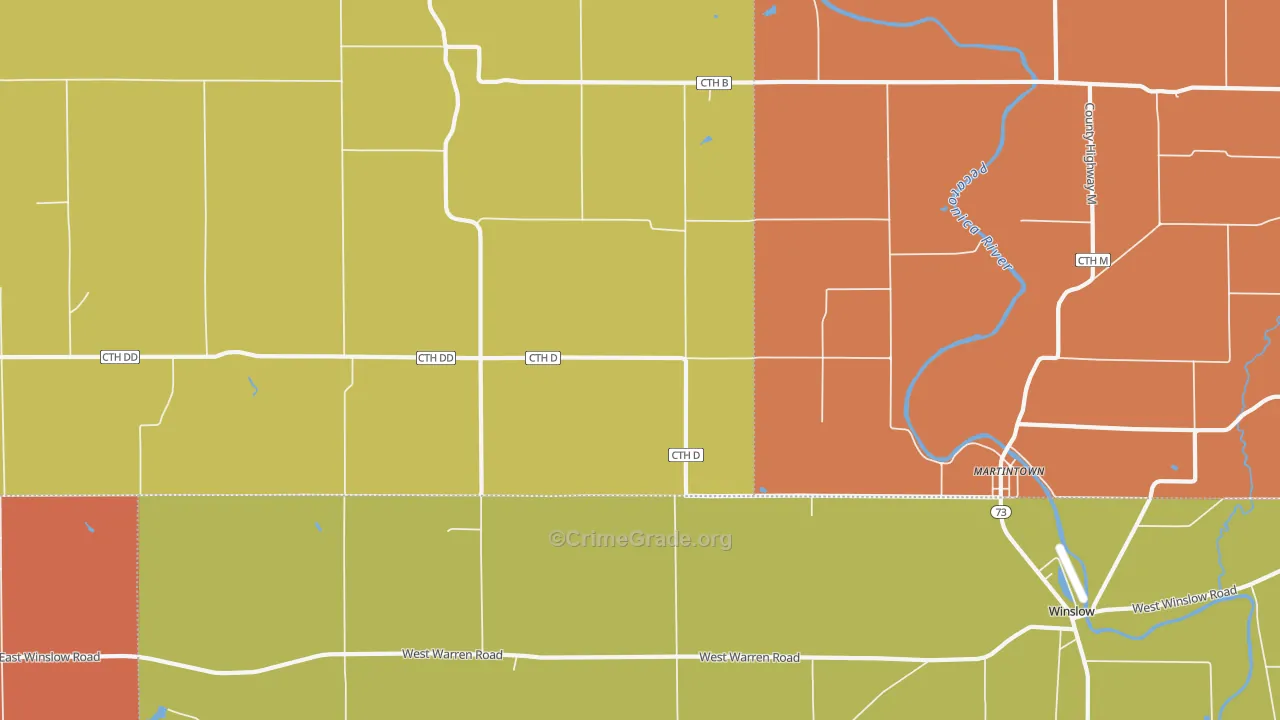 Winslow, WI Map of Robbery Rates
