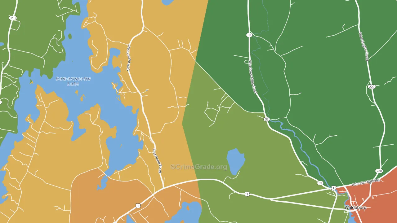 Winslows Mills, ME Map of Robbery Rates