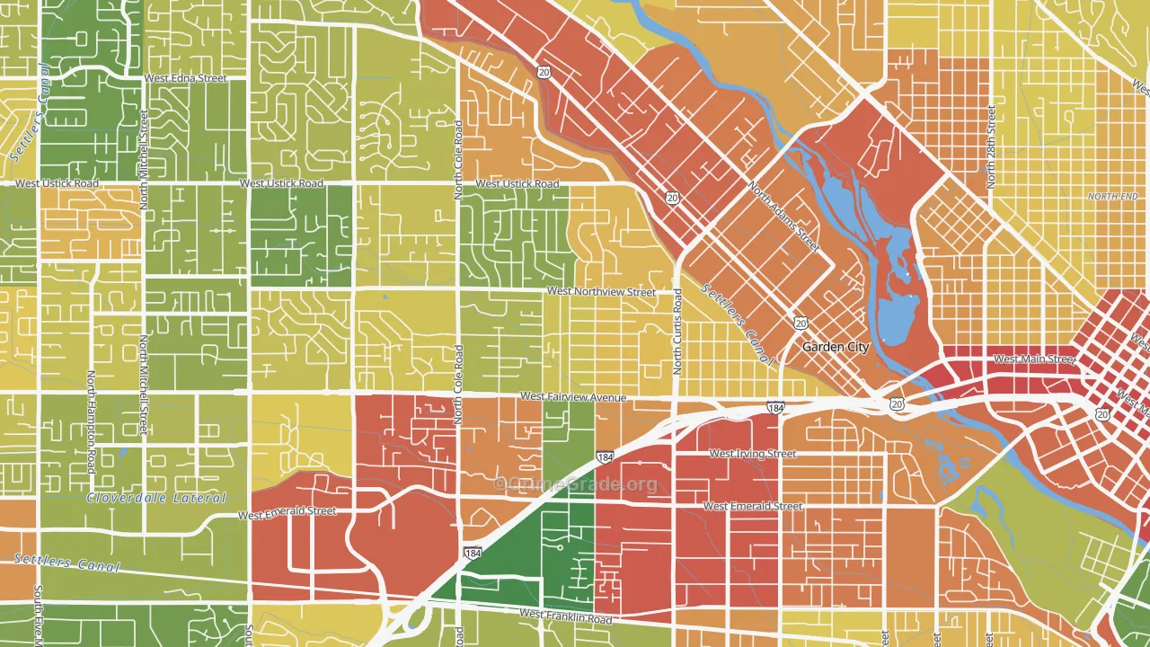 Winstead Park, Boise, ID Map of Robbery Rates