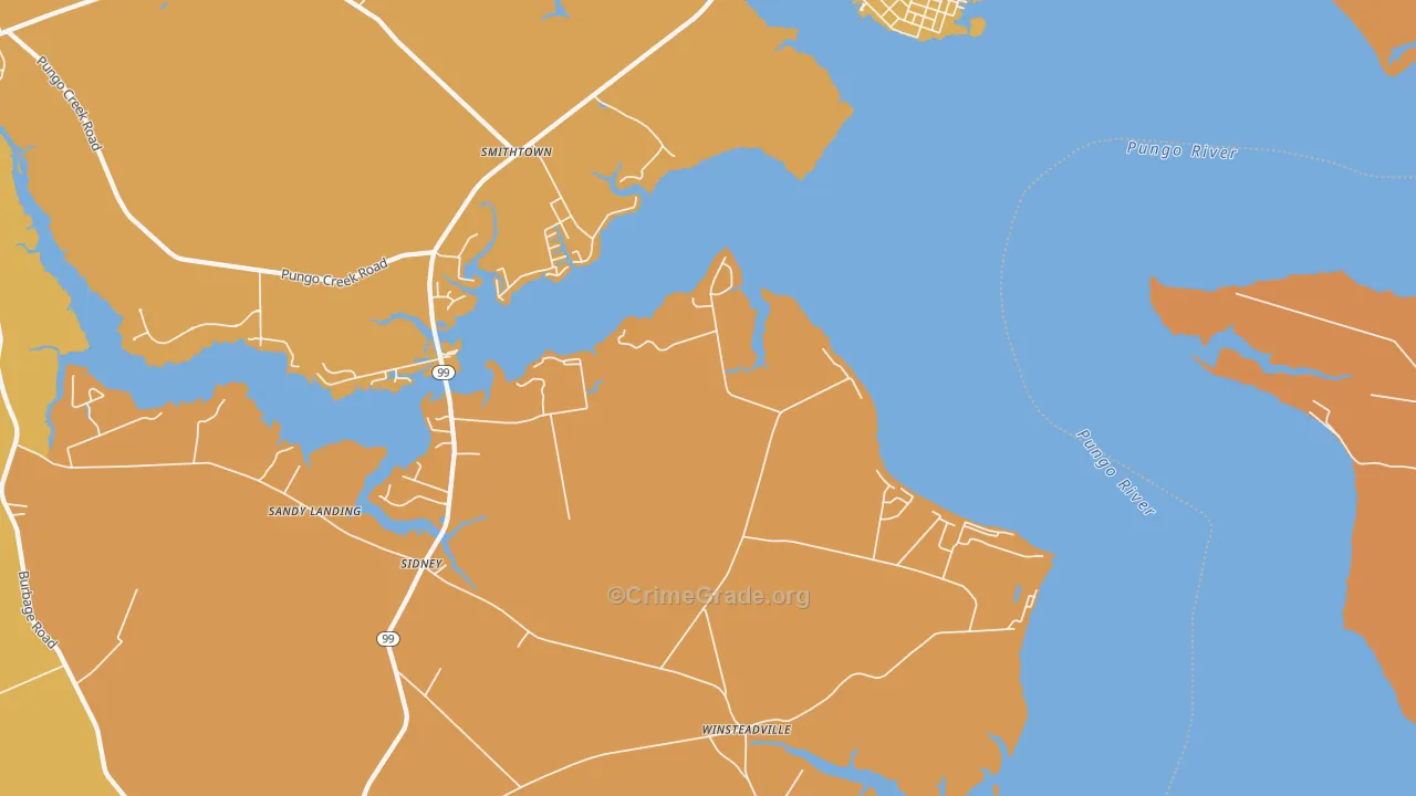 Winsteadville, NC Map of Robbery Rates