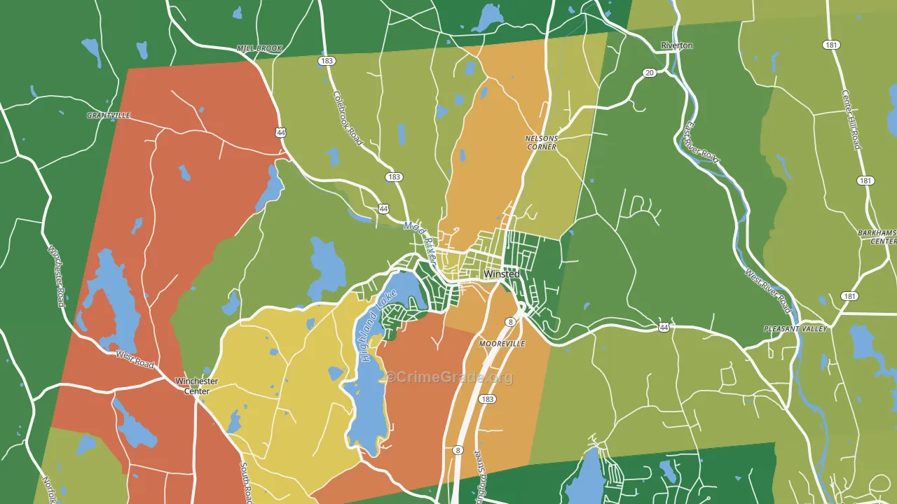 Winsted, CT Map of Robbery Rates
