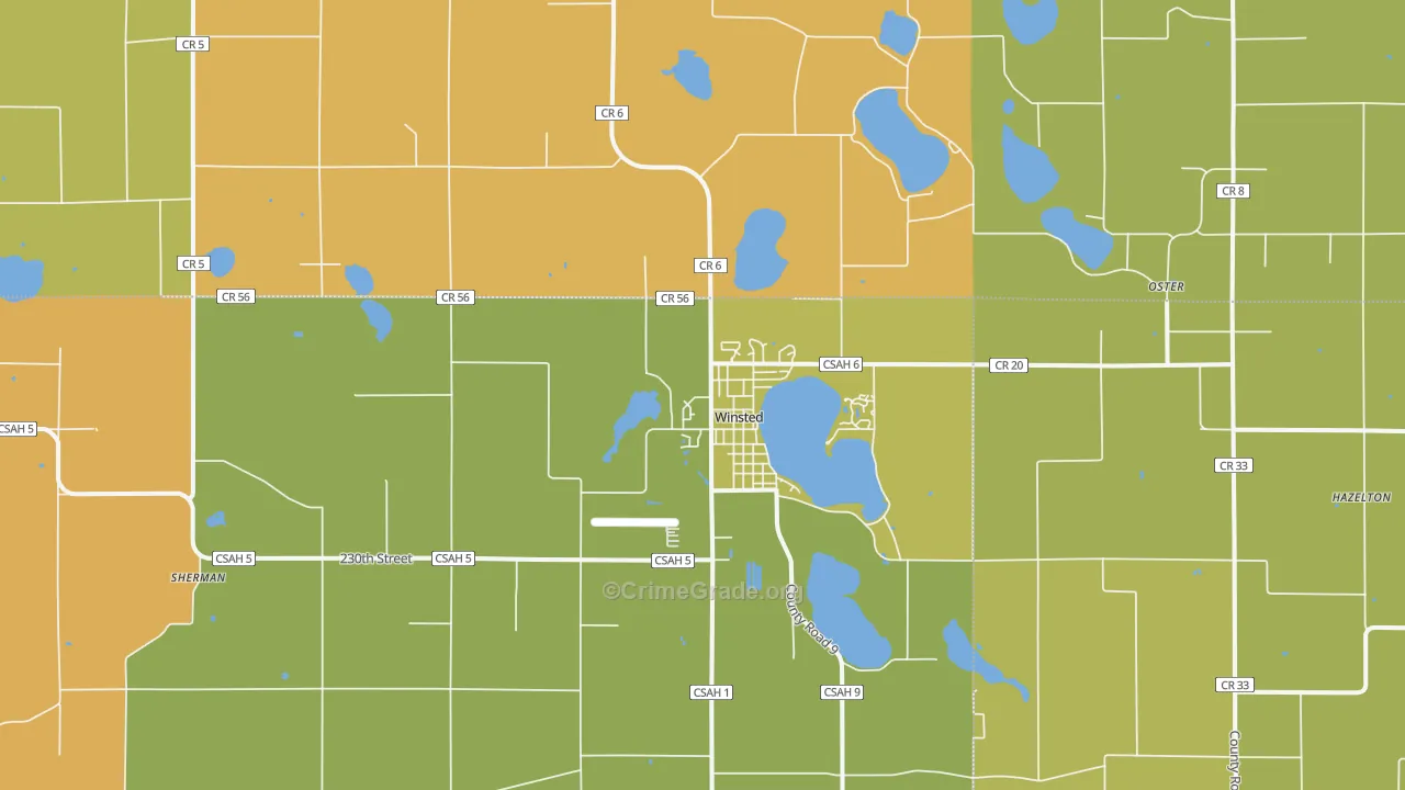 Winsted, MN Map of Robbery Rates
