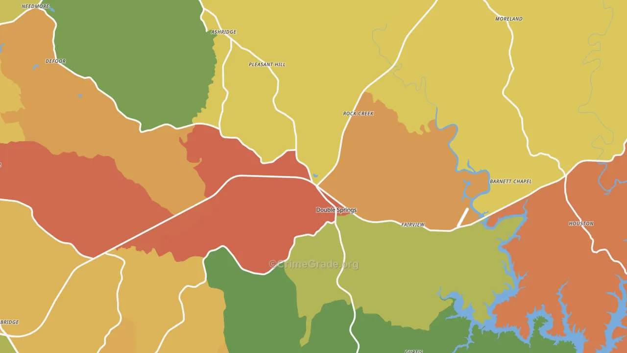 Winston County, AL Map of Robbery Rates