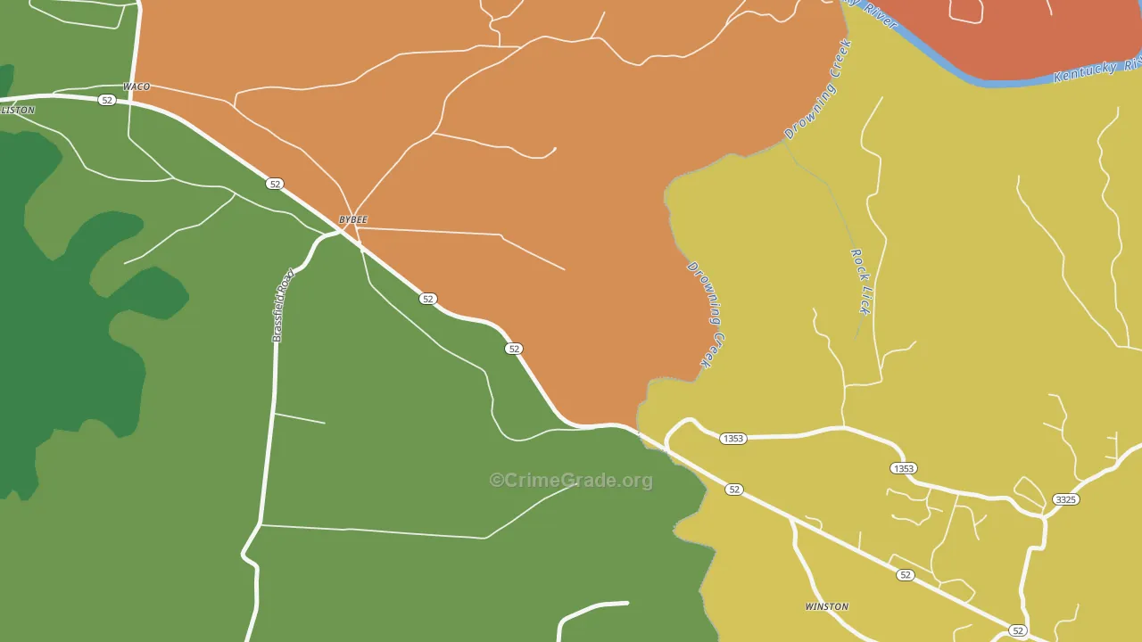 Winston, KY Map of Robbery Rates