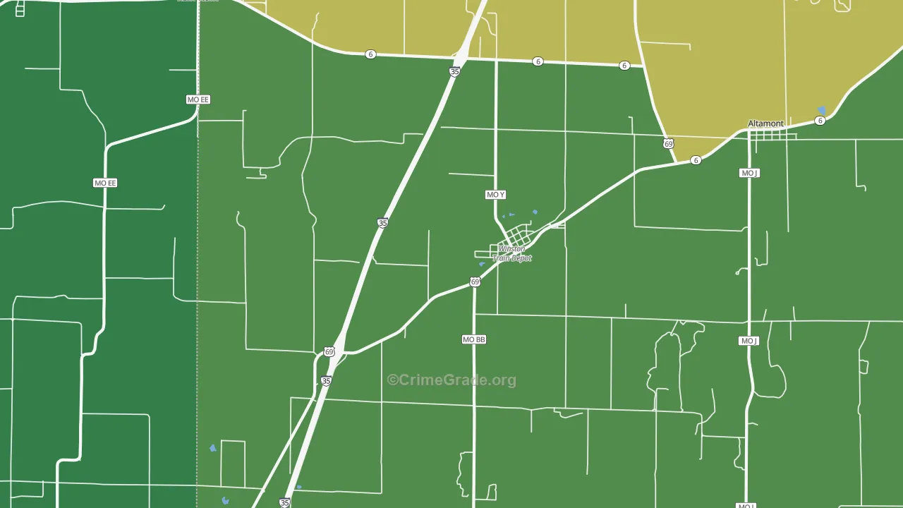 Winston, MO Map of Robbery Rates