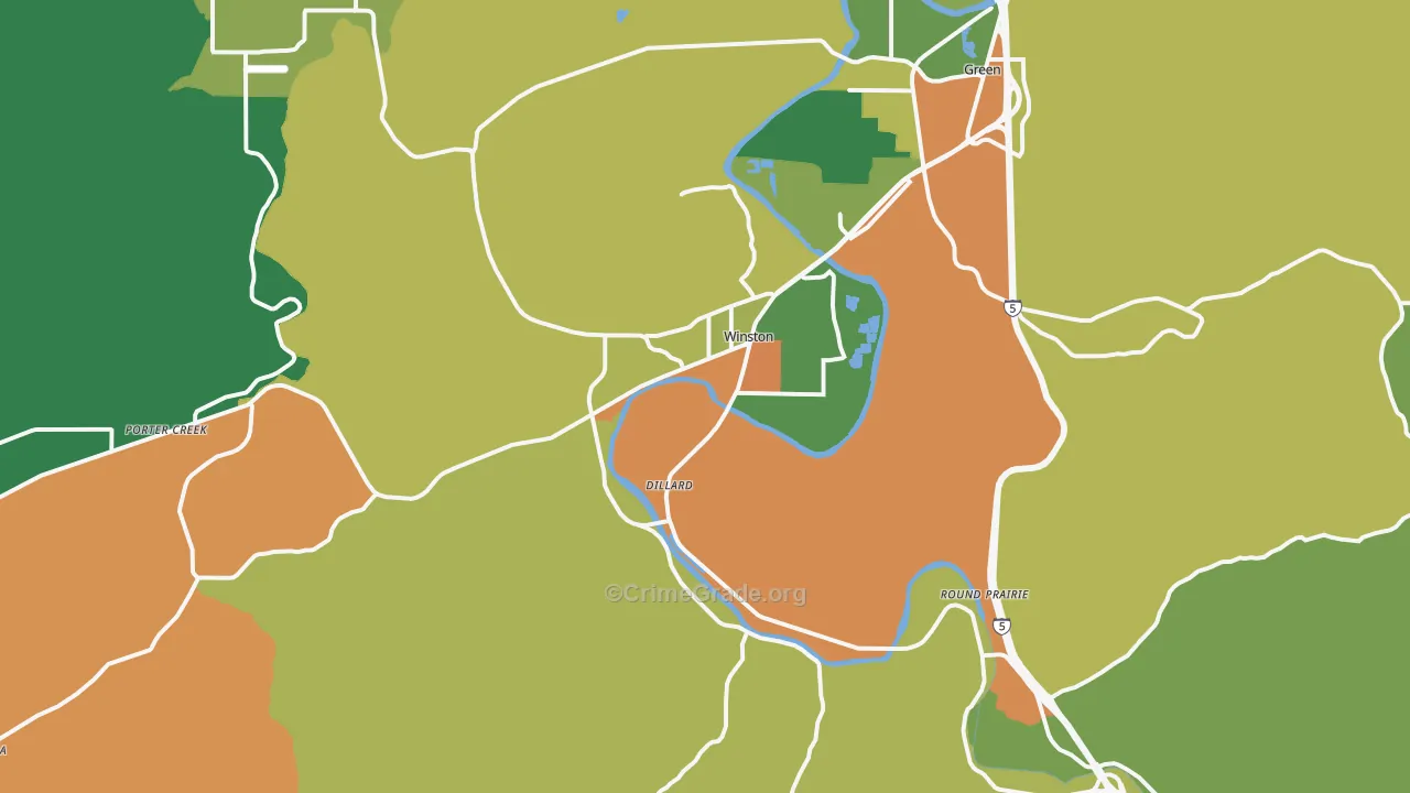Winston, OR Map of Robbery Rates