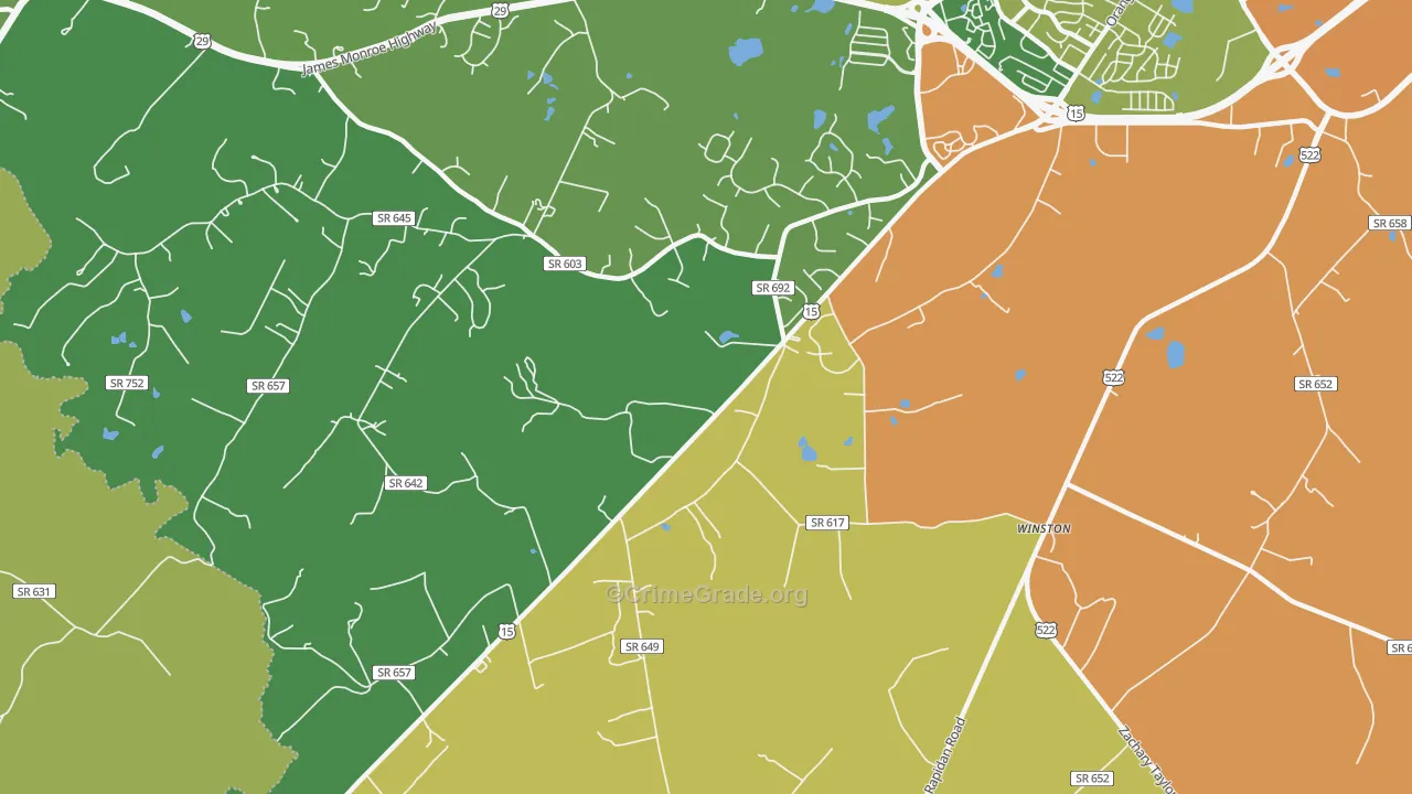Winston, VA Map of Robbery Rates