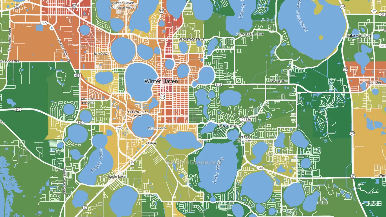 Winter Haven, FL Map of Robbery Rates